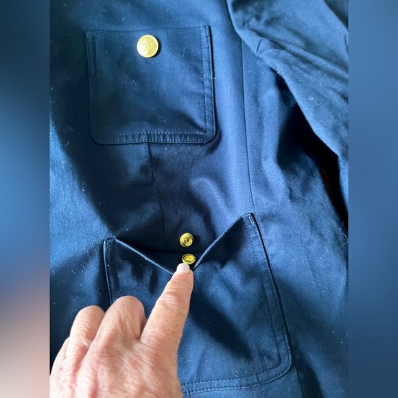 J CREW Louisa Lady Navy cotton jacket with gold snap buttons. Size 16 - Picture 6 of 12